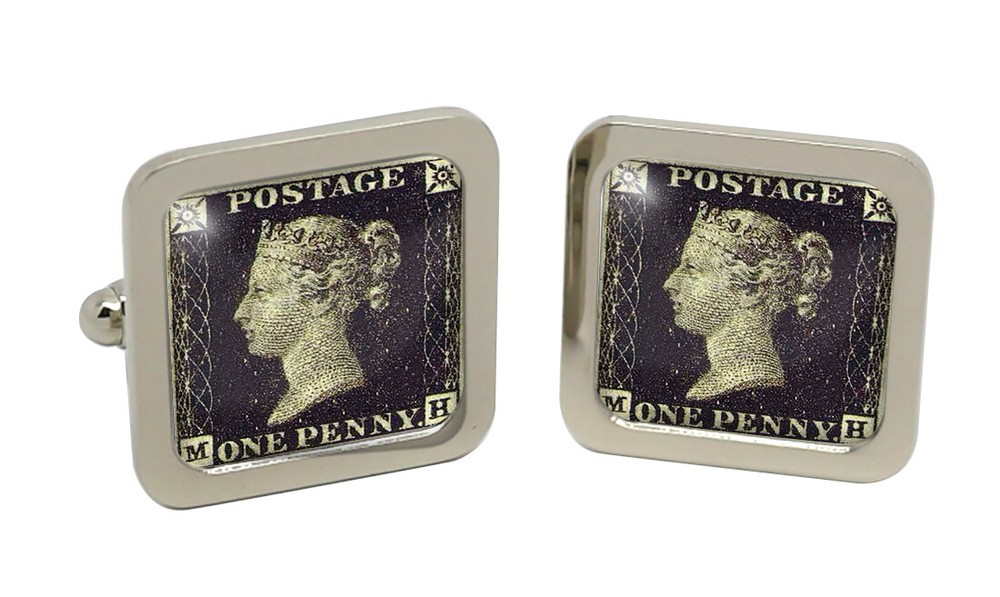 Penny Black Square Cufflinks in Chrome Box