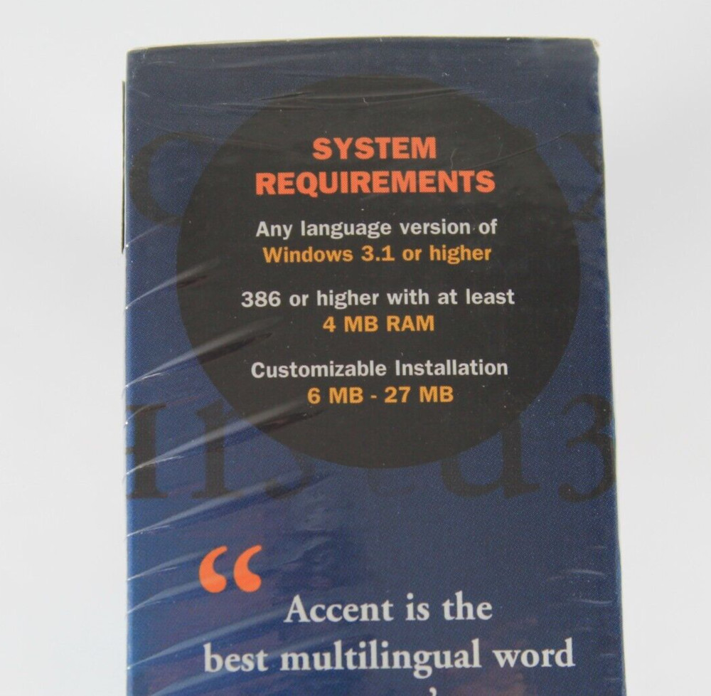 Vtg Software - Accent Special Edition - Word Processing for Windows 3.1 SEALED
