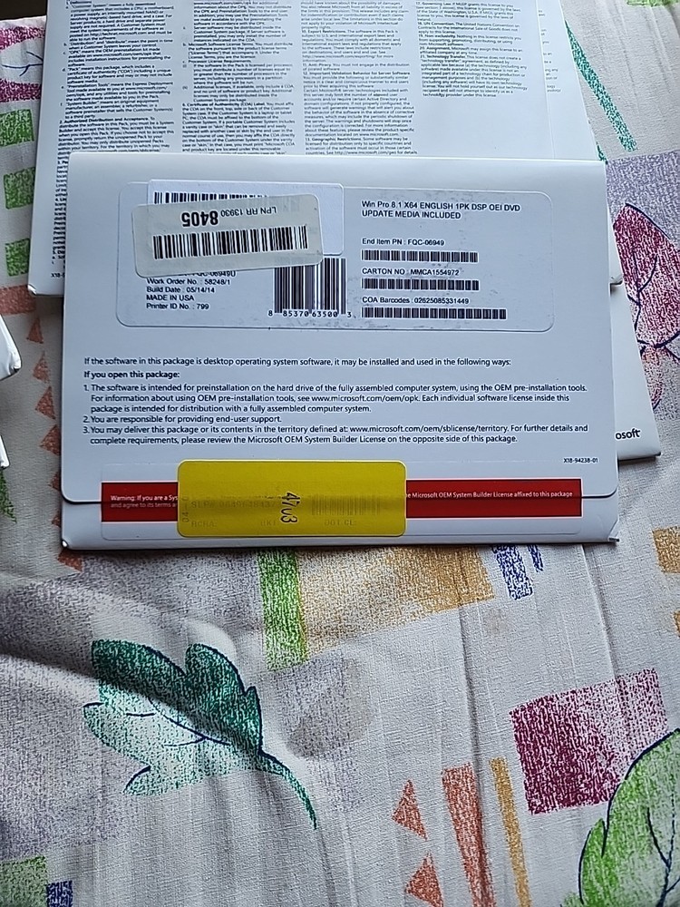 Microsoft Windows 8.1 64 Bit Update Media Included