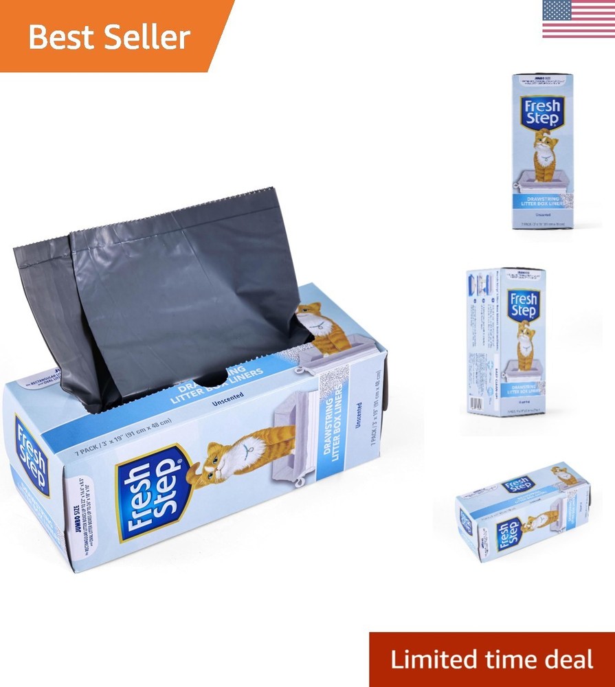 Drawstring Cat Litter Box Liners, Unscented - Kitty Litter Bags for Rectangle...