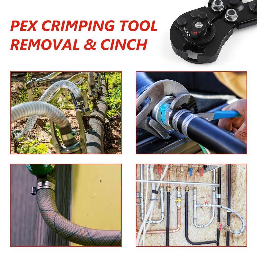 Pex Crimping Tool Kit Cinch and Remove Dual-Function Pex Crimp Tool 3/8" to 1...