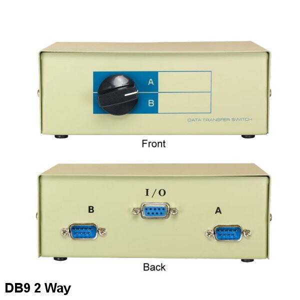2 Way DB9 Male Manual Data Switch Box Rotary Dail Type RS232 Printer Mouse HDD