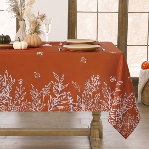 Fall Tablecloth Rectangle 60x102 Inch, 60" x 102" (Rectangular) Leaf Rust