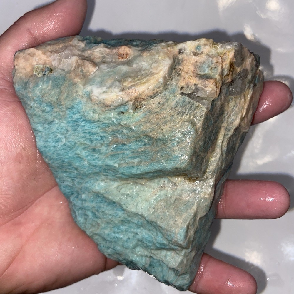 Stunning Blue Amazonite Lapidary Rough Stone 1 Pound 6.78 Oz