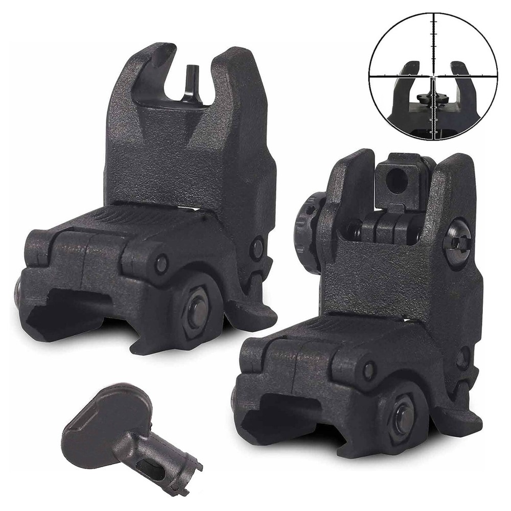 Flip Up Sight New Generation Front & Rear Back Up Sight Set Black