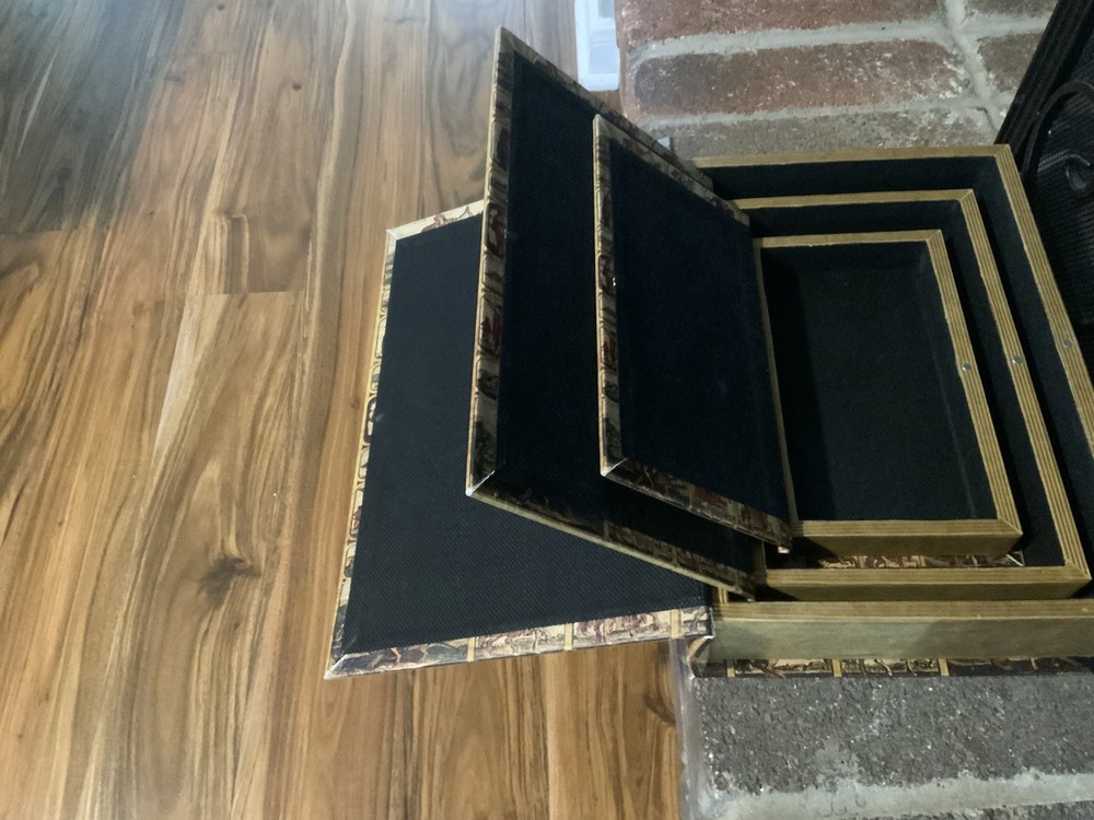 Old World Map Covered Nesting Boxes For Storage and/or Decor
