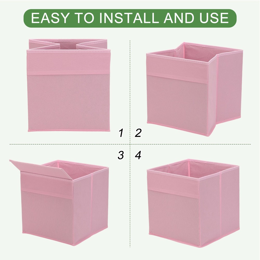 2Pcs Fabric Storage Bins 11" Cube Storage Bin for Shelf Closet, Khaki