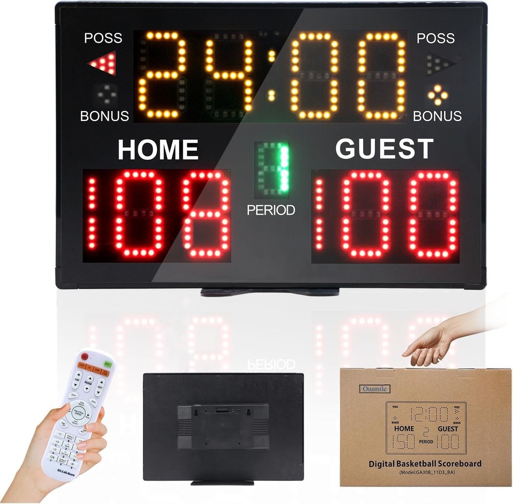 Basketball Scoreboard with Timer Clock Digital Remote