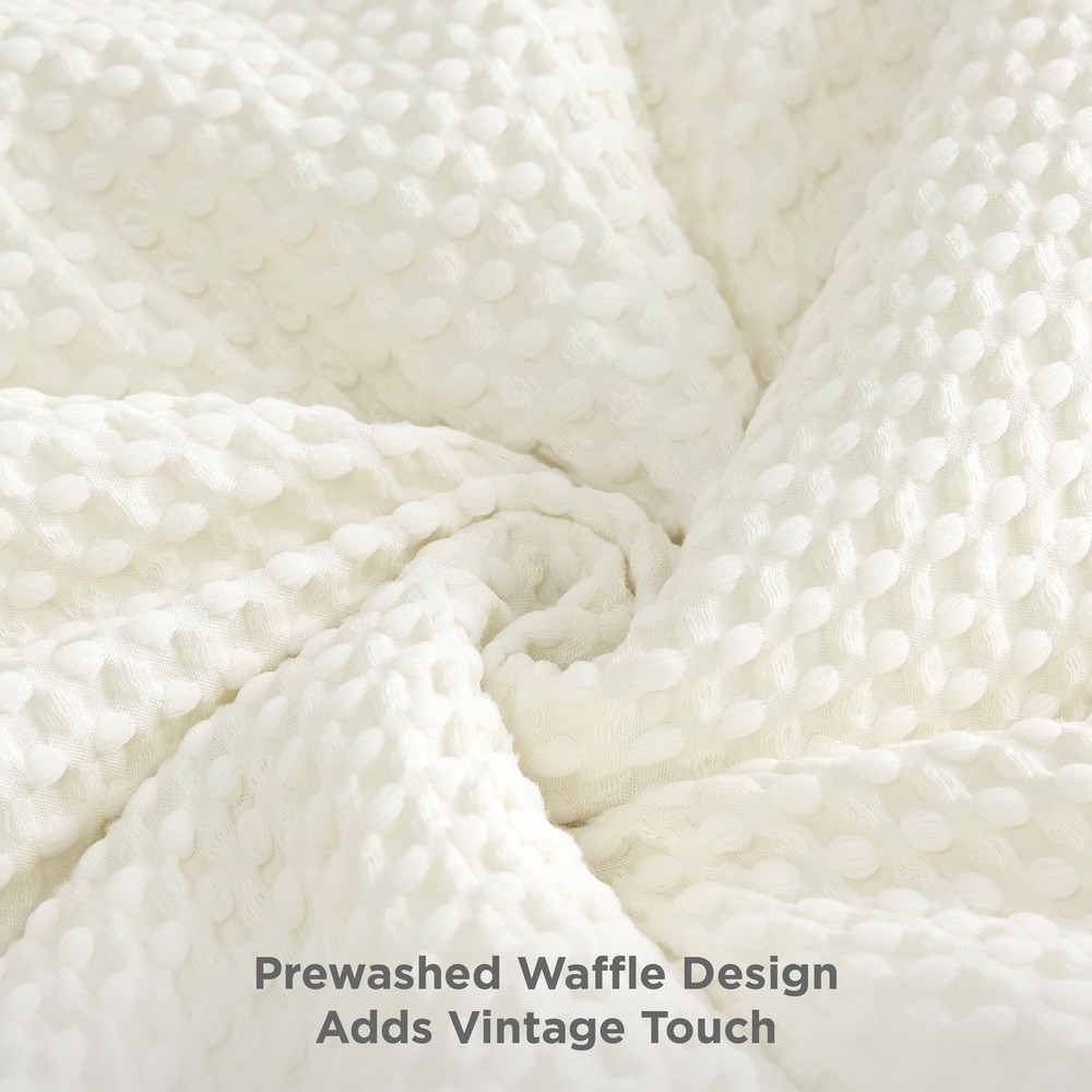 Bedsure Waffle Comforter Set Queen, Soft and Breathable Cream Bedding Comfort...