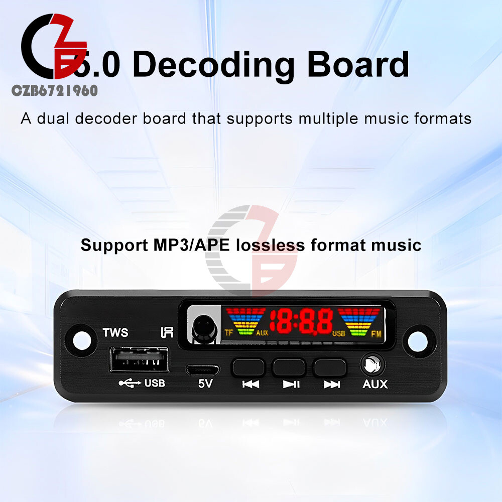 TWS Bluetooth 5.0 MP3 Decoder Board DC3.7-5V USB AUX FM Radio MP3 Player DIY