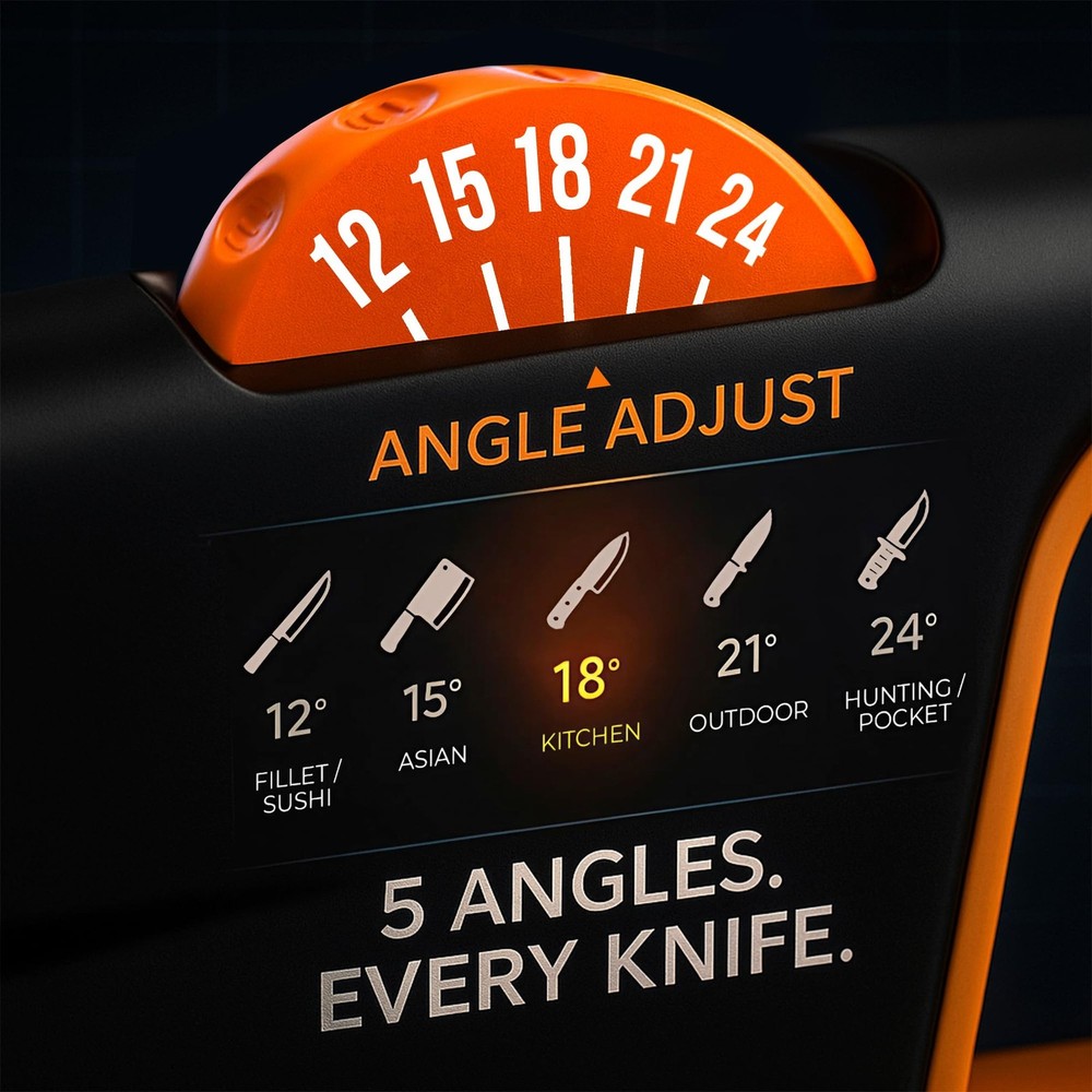 5 Precision Adjust Knife Sharpener- 3-Stage Premium Kitchen Knife Sharpener t...