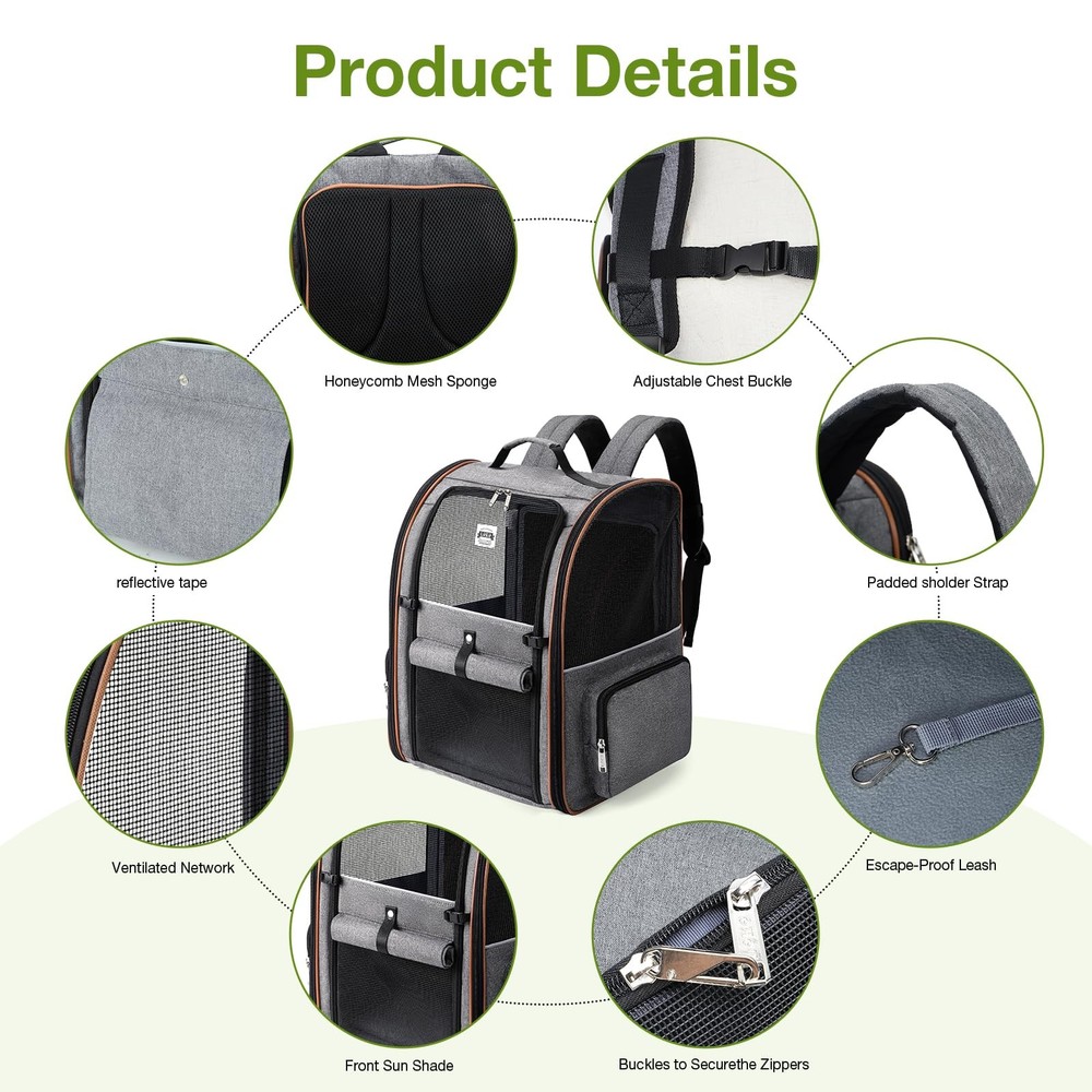 Cat Carrier Backpack, Expandable Pet Carrier with Sun Shade & Full Front Open...