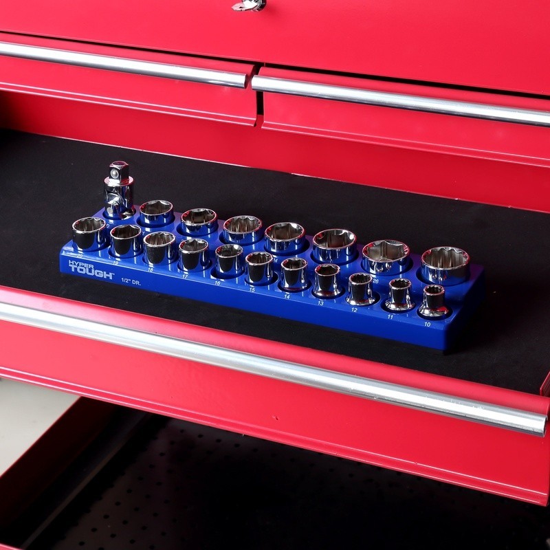 Magnetic 1/2in Drive Socket Holder 19 Socket Organizer Portable Tool Accessory