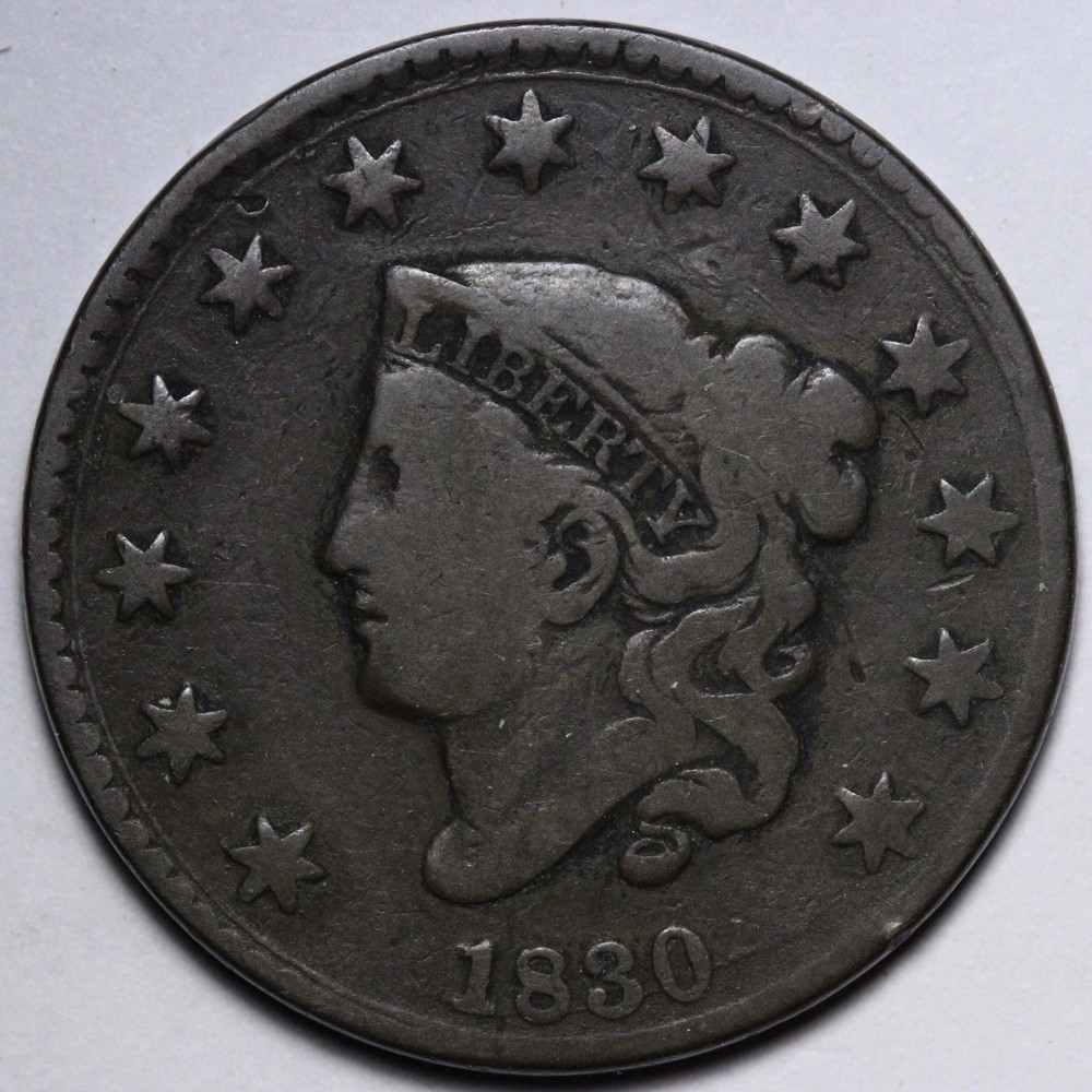 1830 Coronet Head Large Cent FINE E104 AGNM