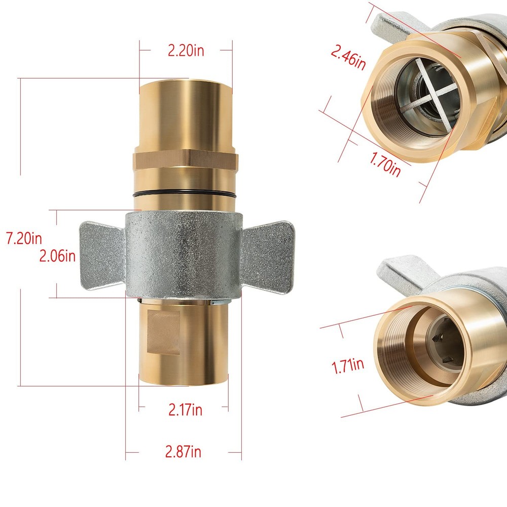 1-1/2" NPT Wet-Line Wing Nut Hydraulic Quick Disconnect Coupler / Coupling Set
