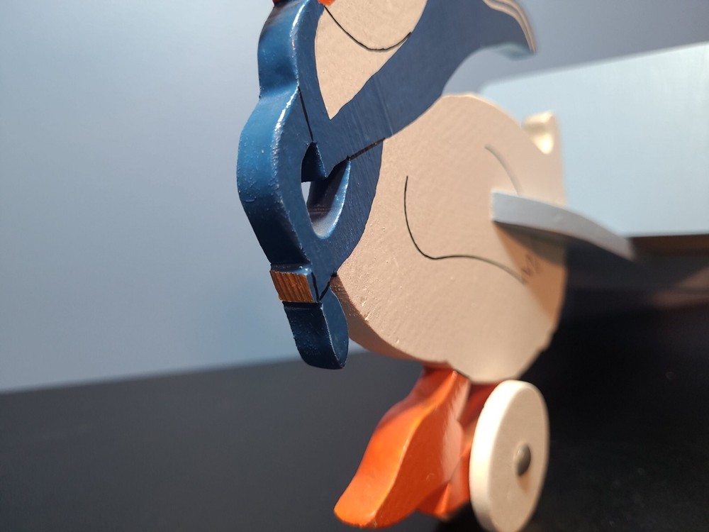 Vintage Duck Wooden l Pull Toy Easter Candy Container