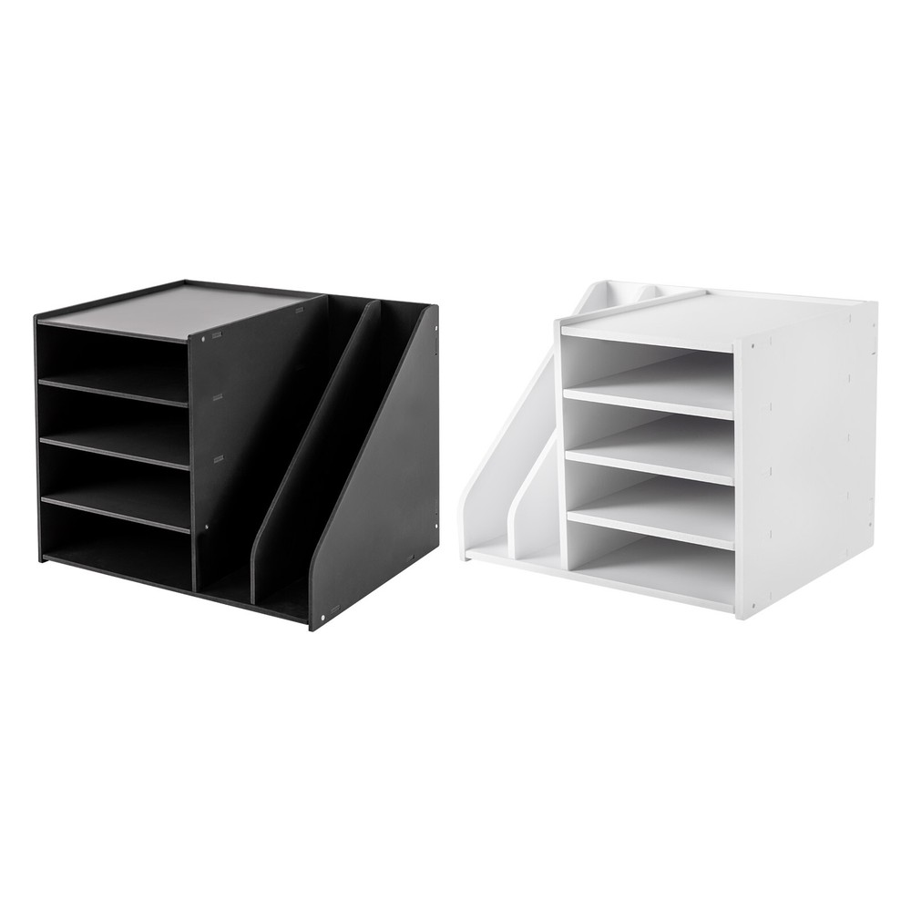 Durable Desktop File Organiser with 4 Storage Compartments, Stable Mortise &