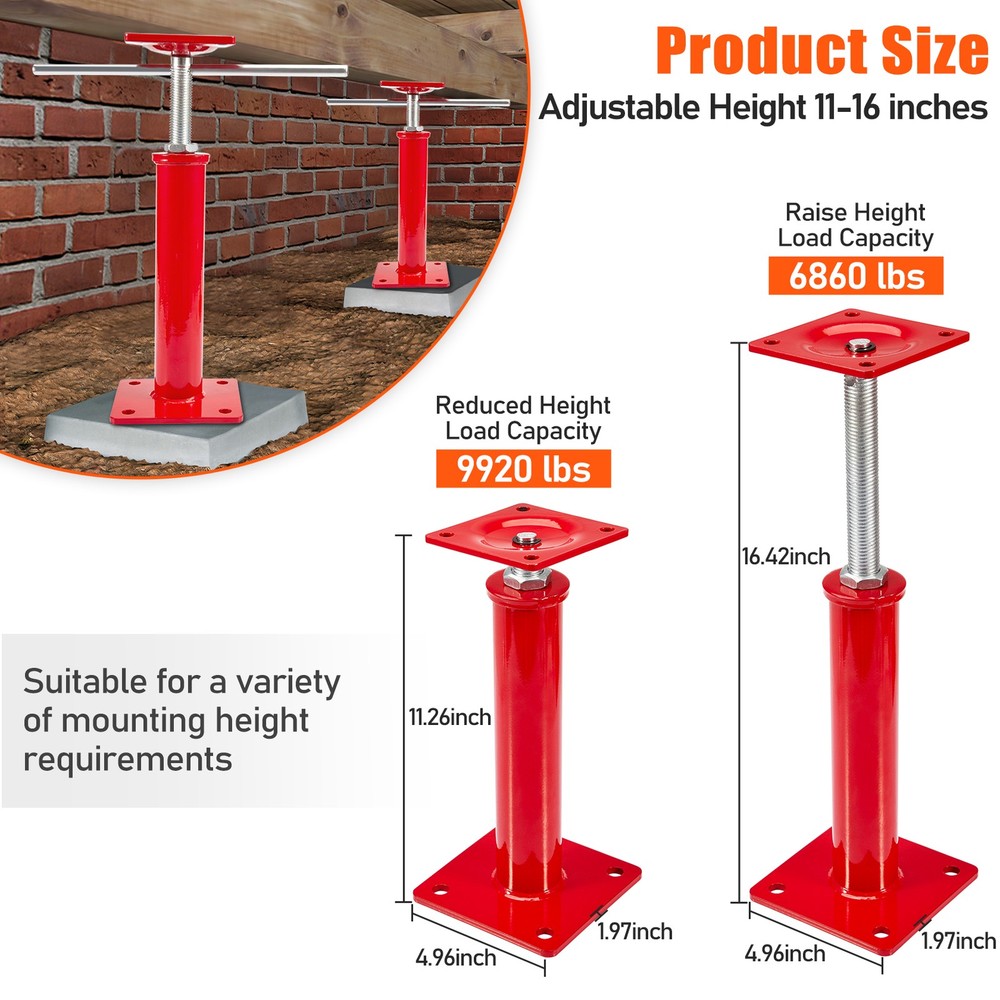2Pc House Leveling Lift Sagging Floor Beam Column Support Jack Post Tool Durable