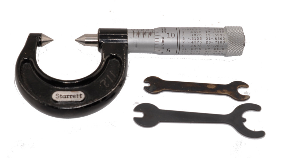 Starrett 210-A  Screw Thread Comparator Micrometer, Pointed Anvil, 0-7/8" Range