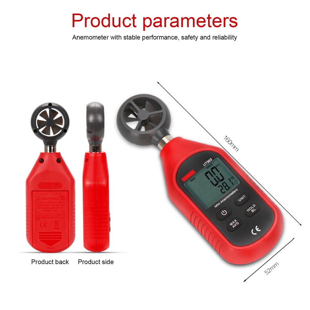 Precision Measure Wind Speeds Handheld Digital LCD Anemometer Backlight Display