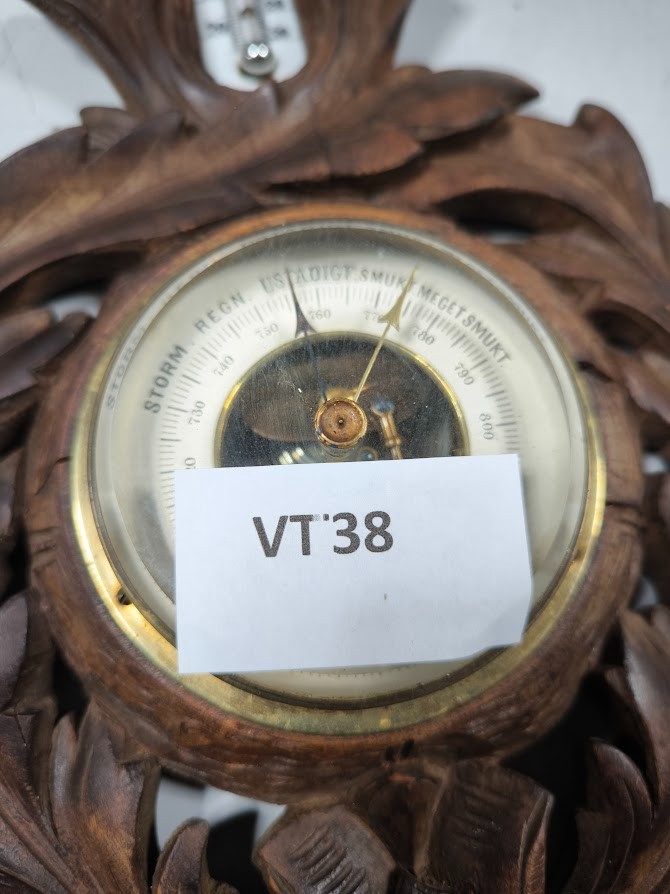 Vintage Barometer Thermometer Clock Weather Station Working