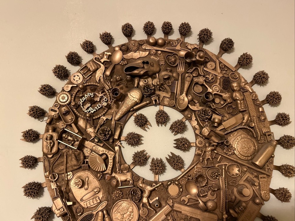 Large Vintage Found Object Art Wall Hanging
