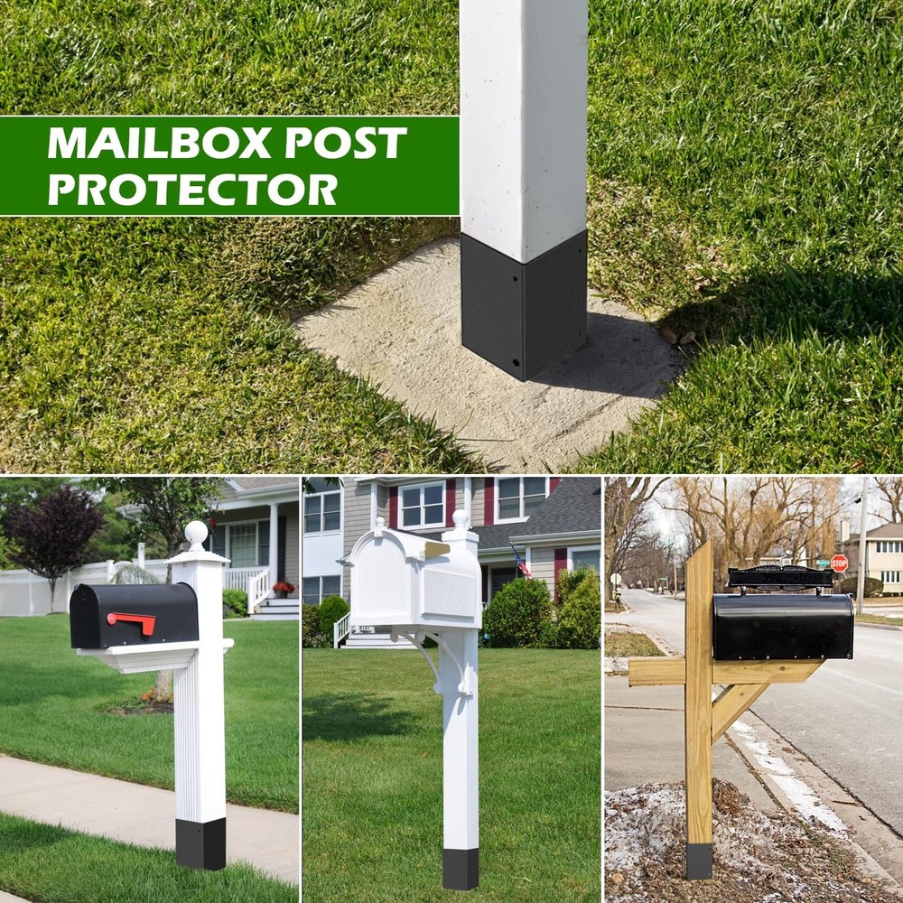 Adjustable Post Protector, 304 Stainless Steel Mailbox Post Protector, Post B...