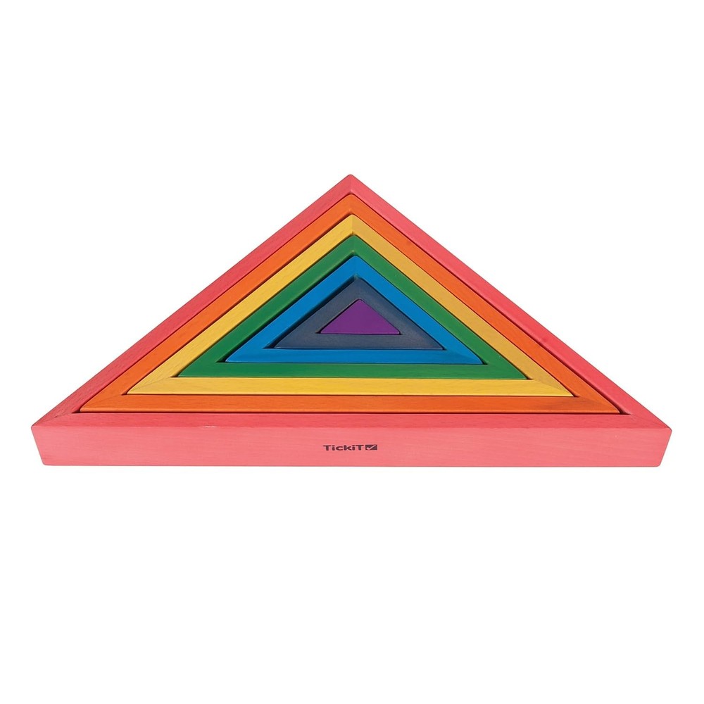 - 73418 Wooden Rainbow Architect Triangles - Nesting Puzzle - Stacking Blocks...