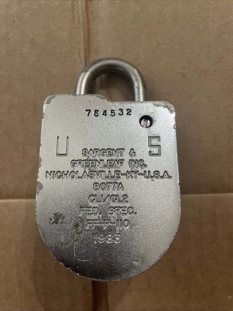 Sargent & Greenleaf 1983 Key Changing Combination Padlock 8077A No Code !