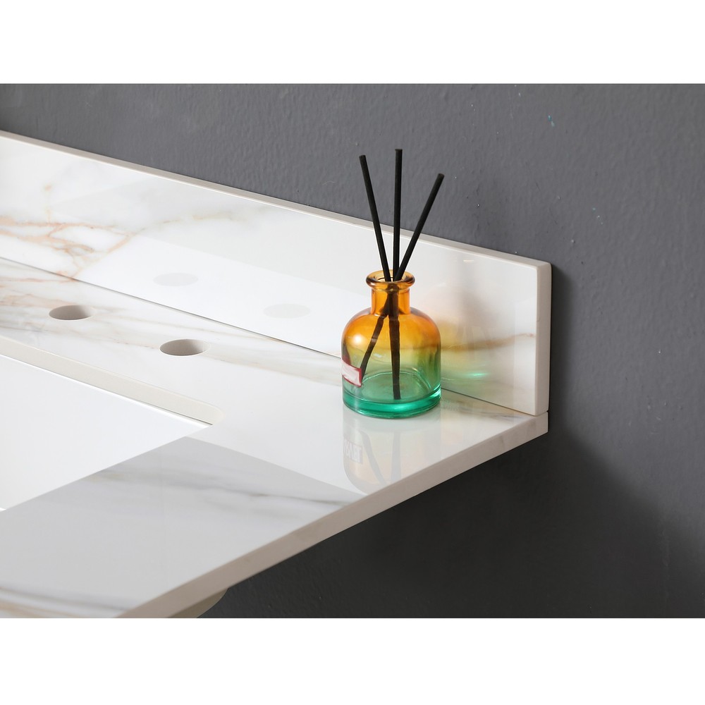 31 Inch Marble Vanity Top, Bathroom Vanity Top with Undermount Rectangular Mid