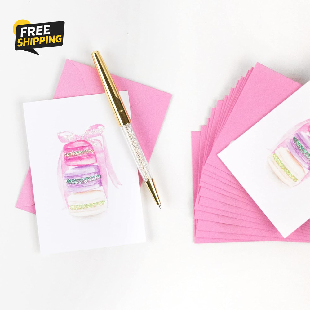 Blank Cards with Envelopes, Stack of Macarons (14-Count)
