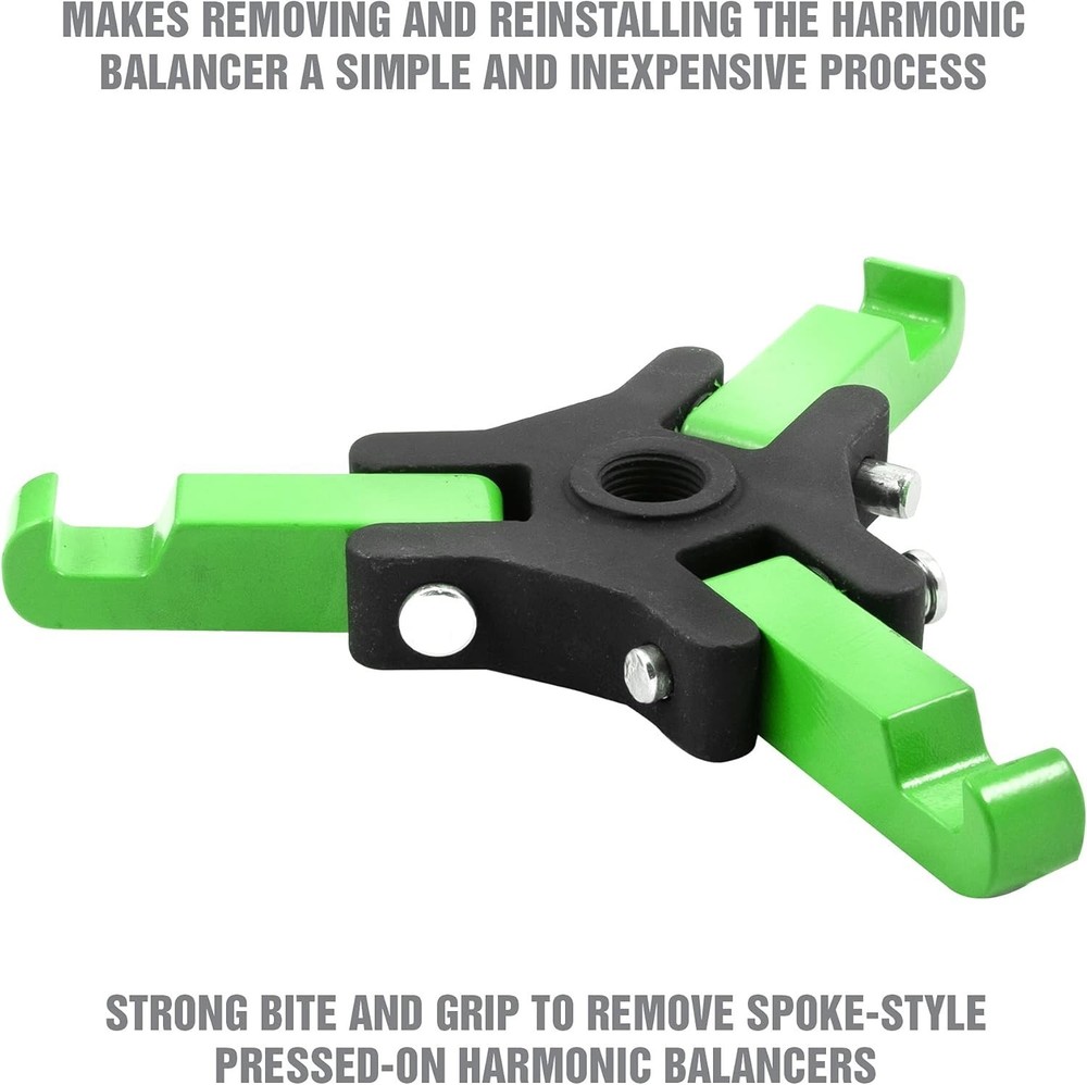 Adjustable Harmonic Balancer Puller Kit with 4 Forcing Rods - Hand Powered Tool