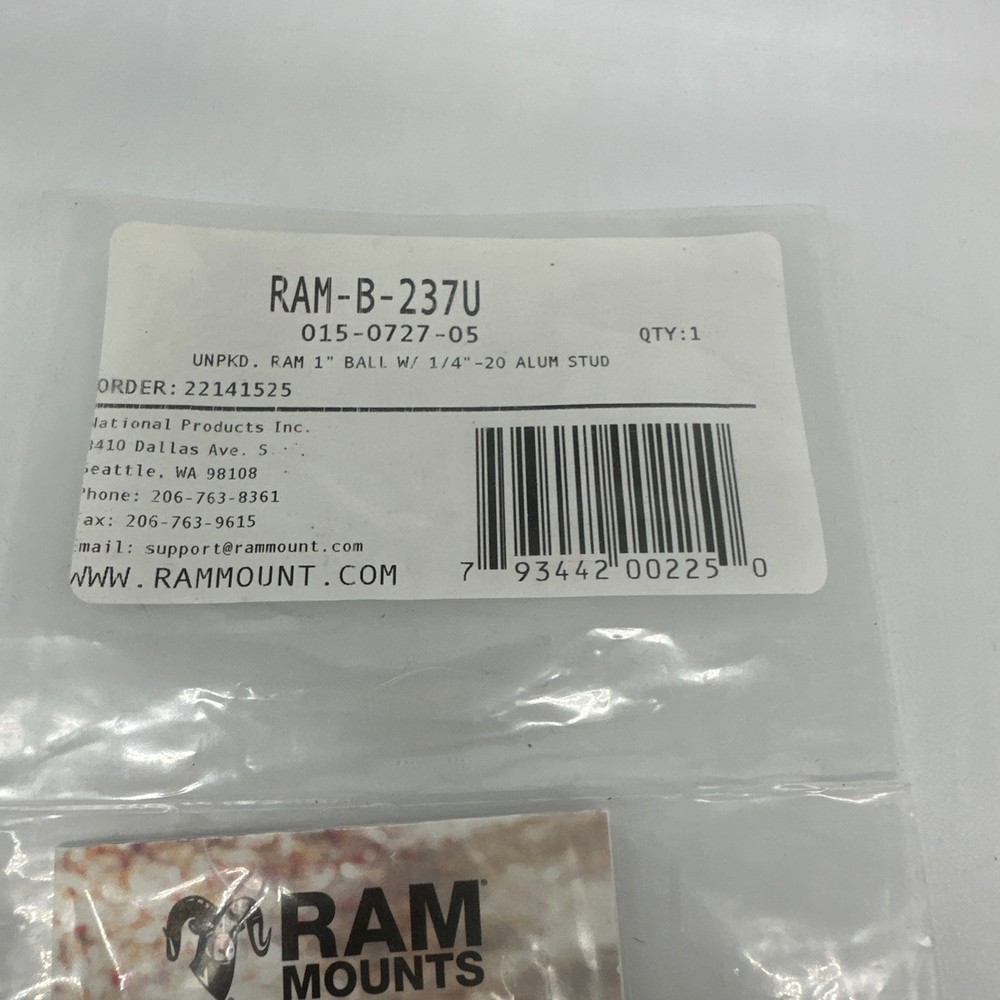 RAM-B-237U Ram Mounts Universal Camera Mount w/ 1" Ball & 1/4" -20 Threaded Stud