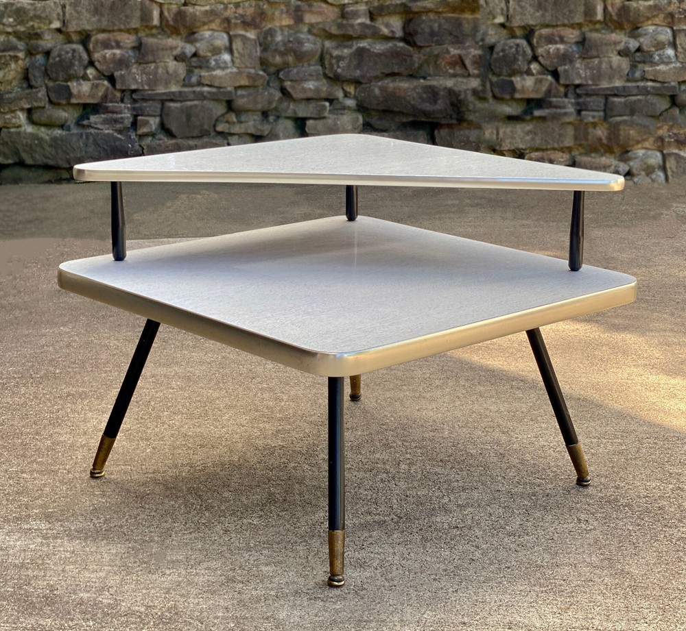 Mid-Century Modern Atomic Blonde 2-Tier End Table