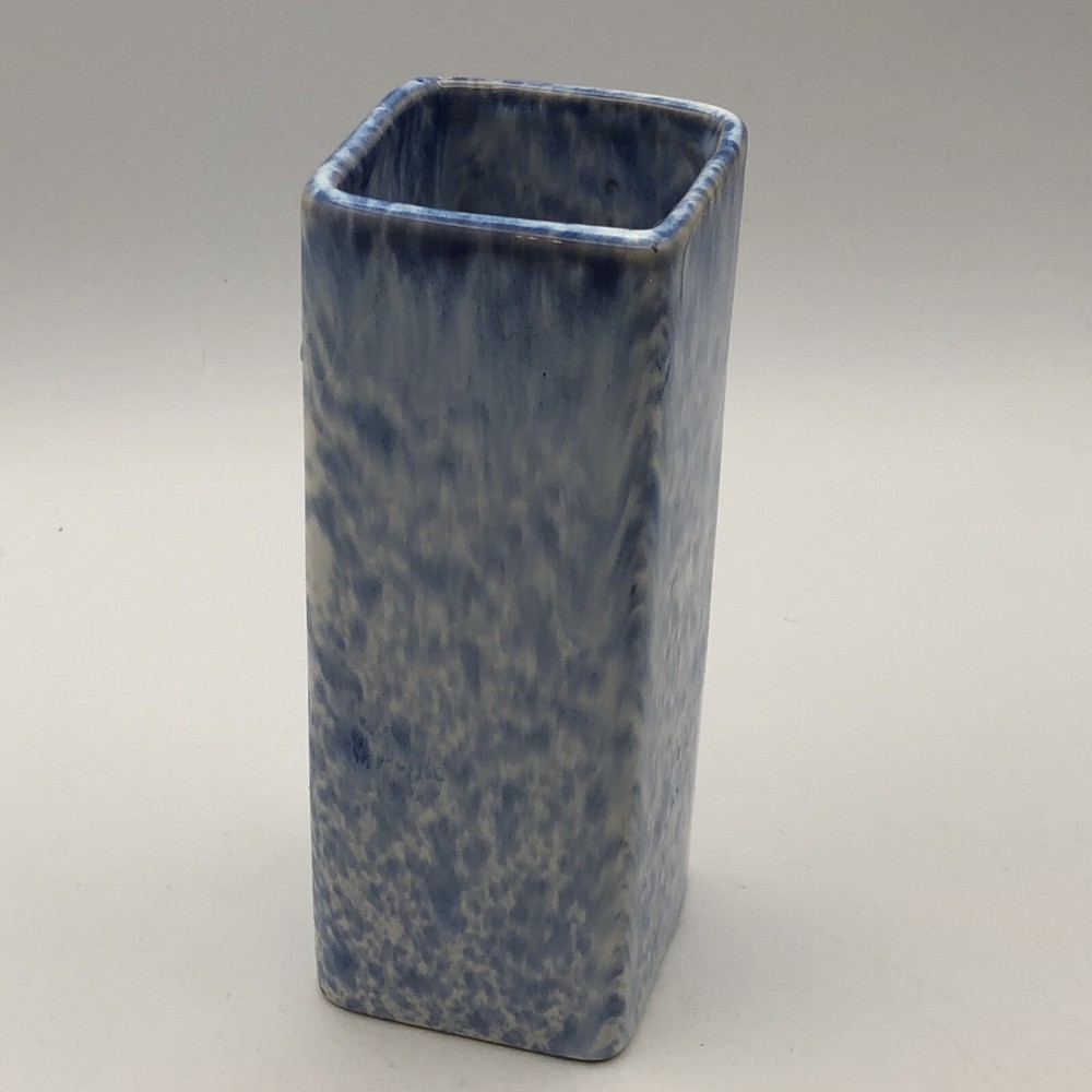 Studio Crafted Blue Square Brioche Glaze Vase