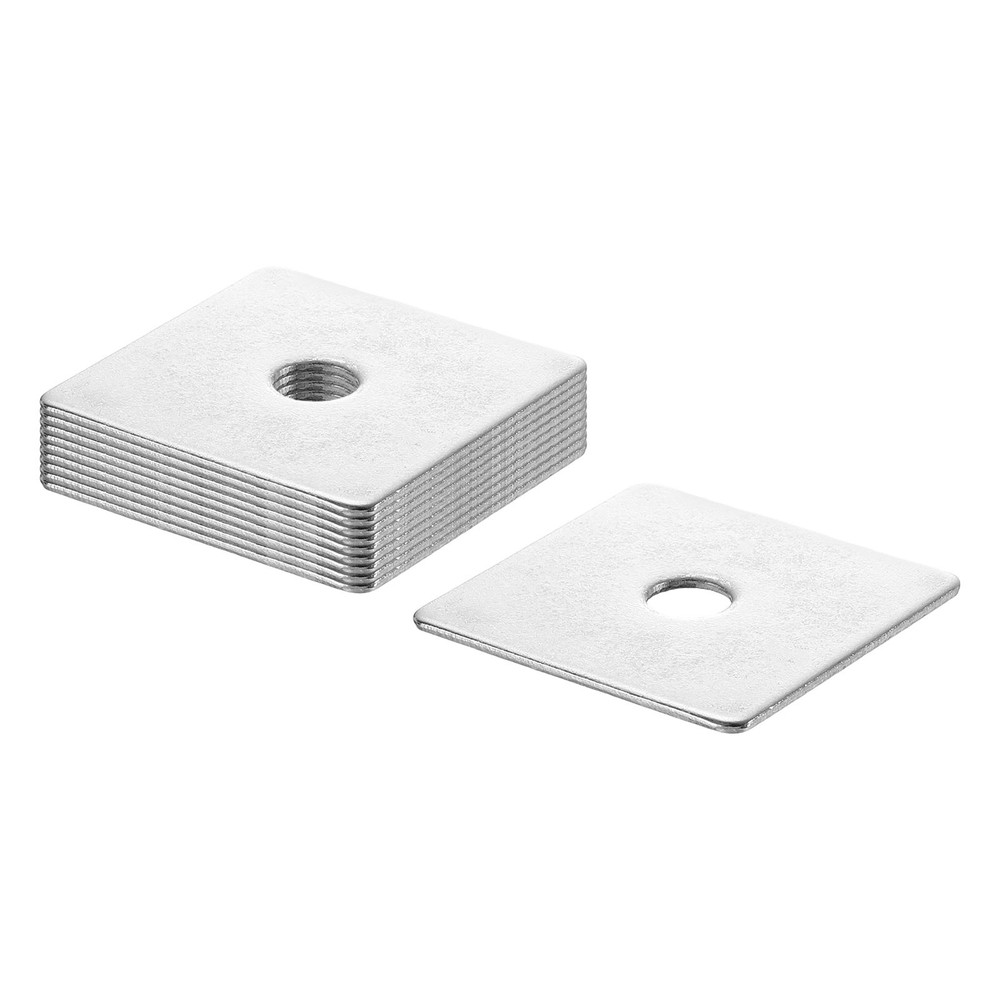10Pcs 2" Square Plate Washers for 3/8" Bolt, Flat Bearing Plate (0.08" Thick)
