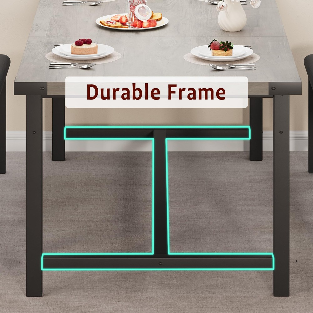 Dining Table Set for 4-8, 63" Rectangular Wooden Extendable Kitchen Table wit...