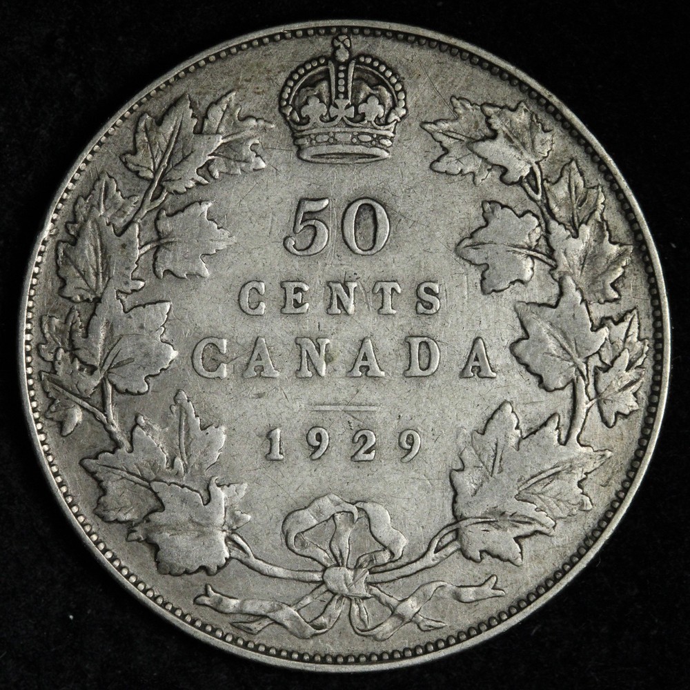 1929 Canada SILVER Fifty Cent Piece E383 GYCM