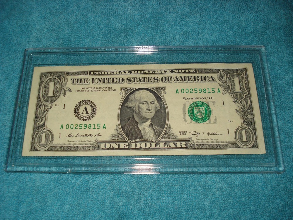 2009 MAJOR MISALIGNMENT ERROR $1 DOLLAR CURRENCY NOTE - FREE SHIPPING