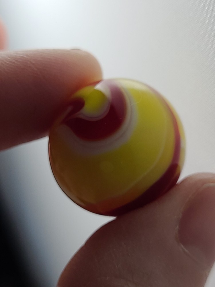 Yellow Red White Marble Signed AF 1998