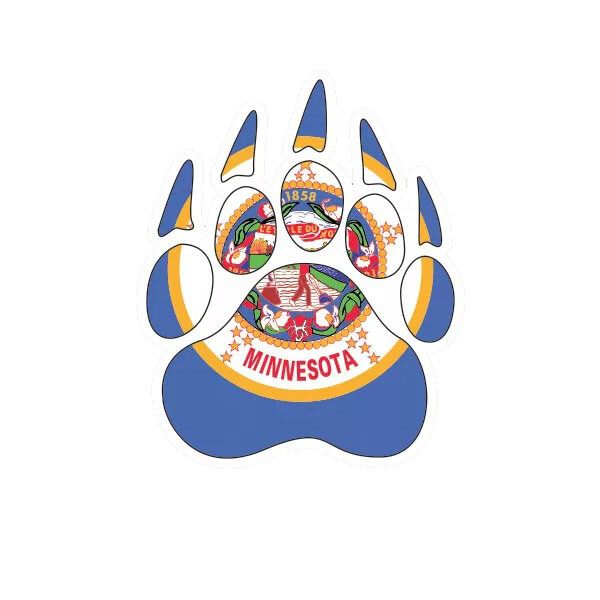 Minnesota State Shaped Bear Print Sticker Decal
