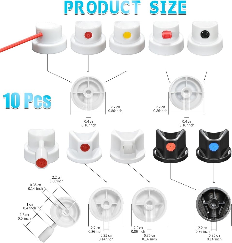 Ergonomic Spray Nozzle and Cap Kit - 10 Assorted Tips for Flawless Coverage