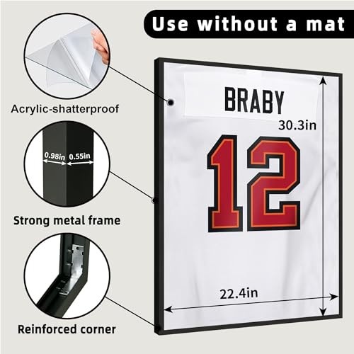 Aluminum Jersey Frame Display Case 1 Pack, Lightweight & 1 Black