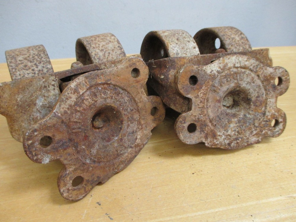 2 Cast Iron Hercules Double 3” Casters *Rusty* 2A