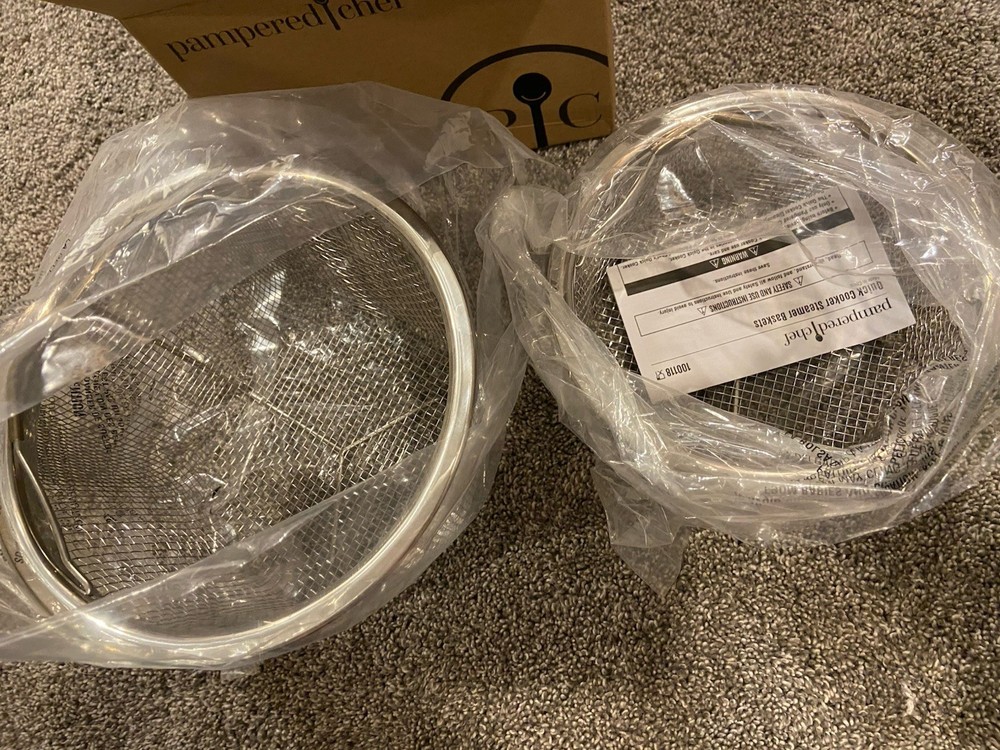 Pampered Chef QUICK COOKER 2 Nesting STEAMER BASKETS SET! 100118 New!