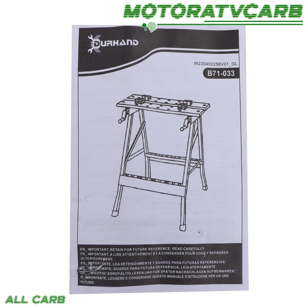 ALL-CARB 220lbs Adjustable Workbench Foldable with Measuring Ruler & Protractor