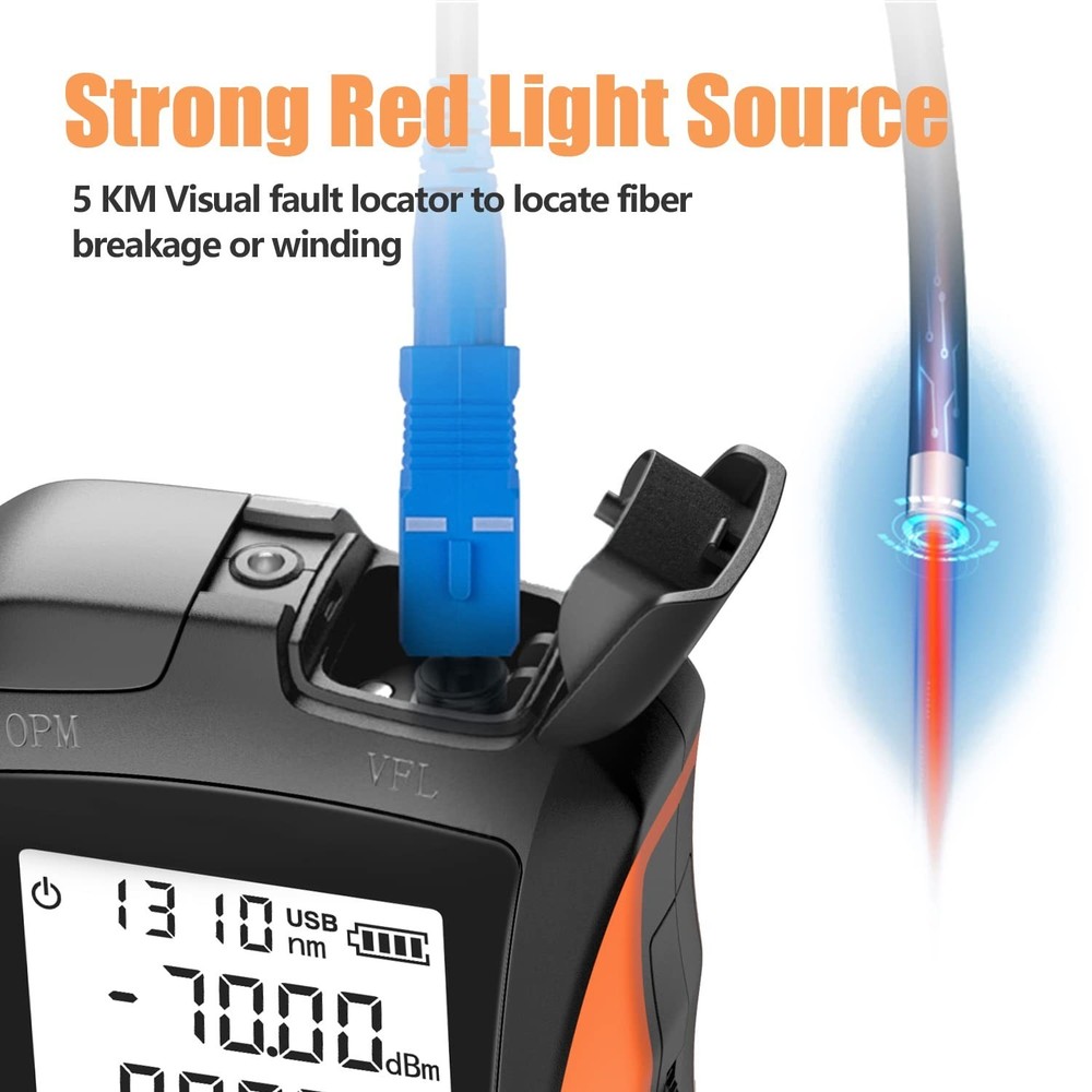 Battery-Powered Optical Power Meter with LED Flashlight - Smart Testing Tool