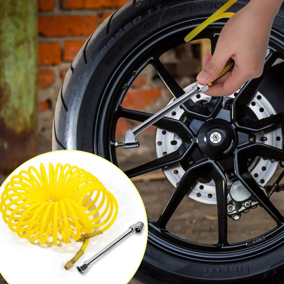20 ft Recoil Poly Air Compressor Hose Accessories Tool Kit For Various Inflation