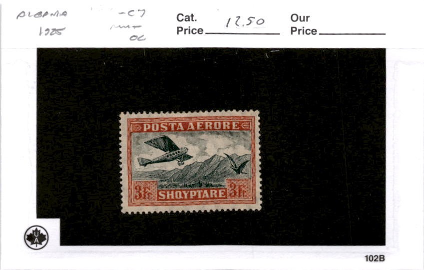 Albania, Postage Stamp, #C7 Mint Hinged, 1925 Airplane