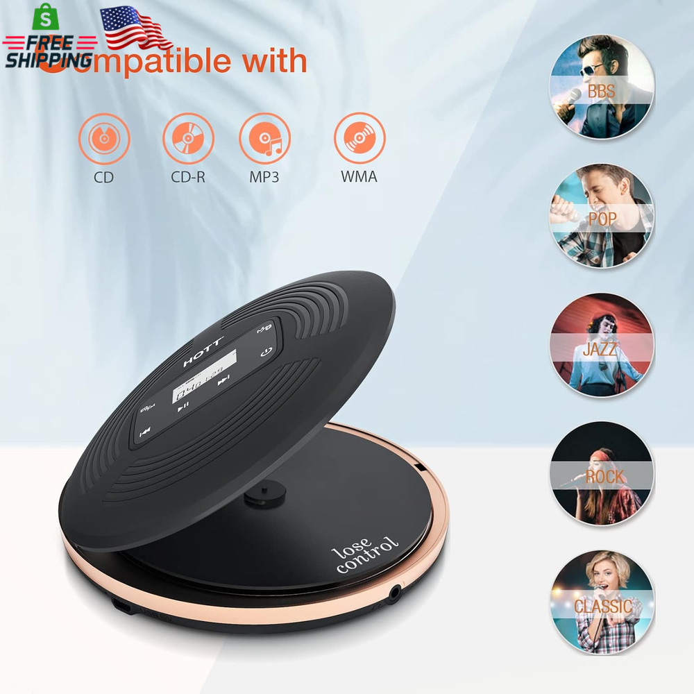 HOTT Portable CD Player with Bluetooth and FM Transmitter with Touch Buttons Bac